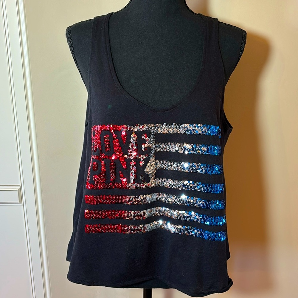Pink Victoria’s Secret Love Pink sequined tank size small